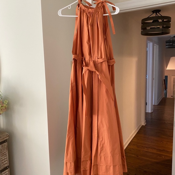 NWT Ulla Johnson Joni belted gathered washed cotton-poplin midi dress - Picture 5 of 5